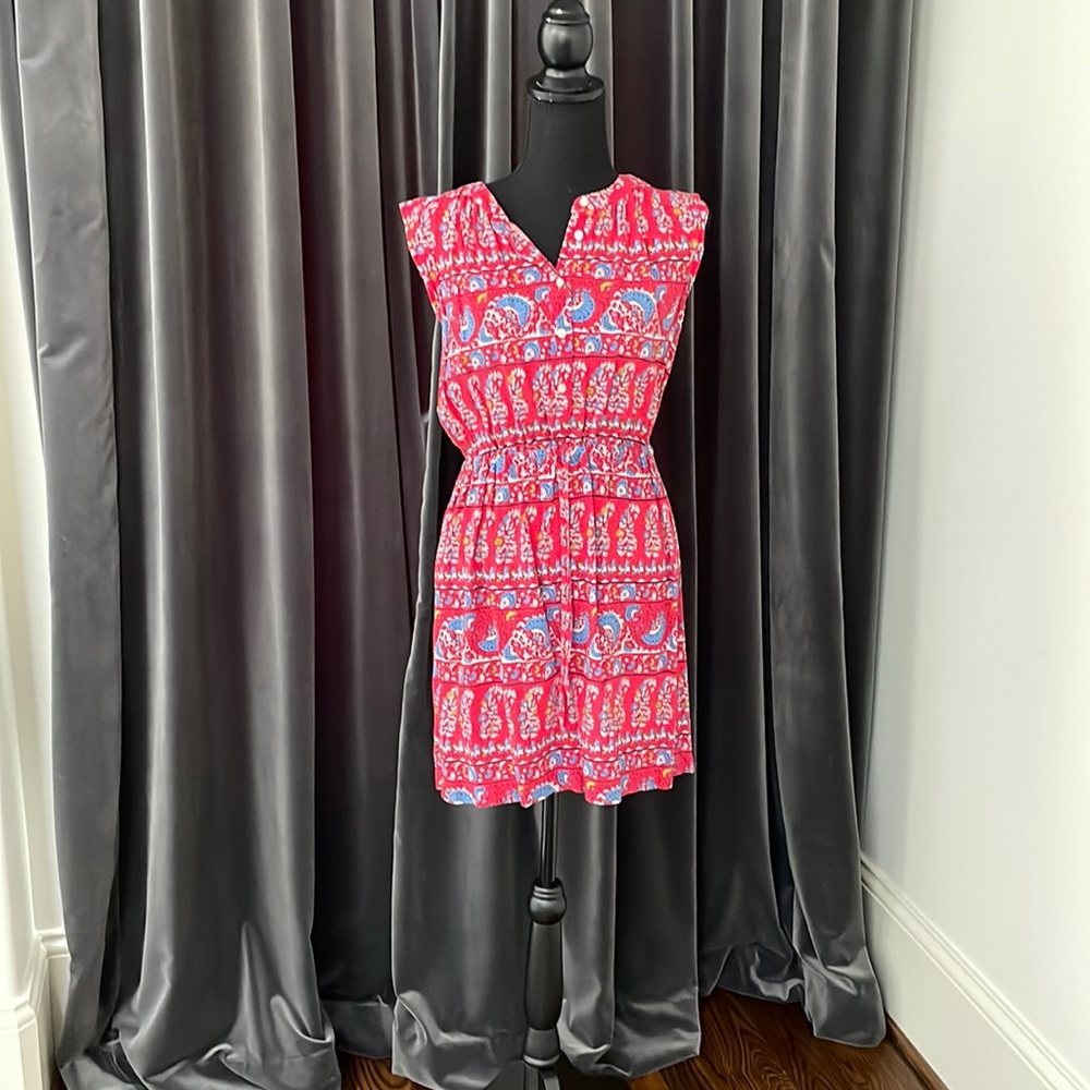 LOFT Red floral cotton dress